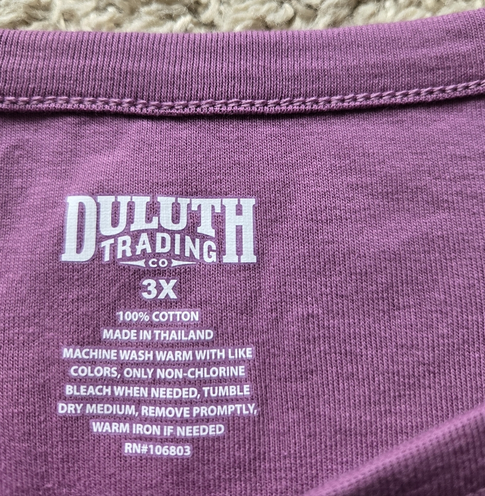 Duluth Trading Co Long Sleeve Tee Womens 3X Purple Cotton Crew Neck - Picture 7 of 10